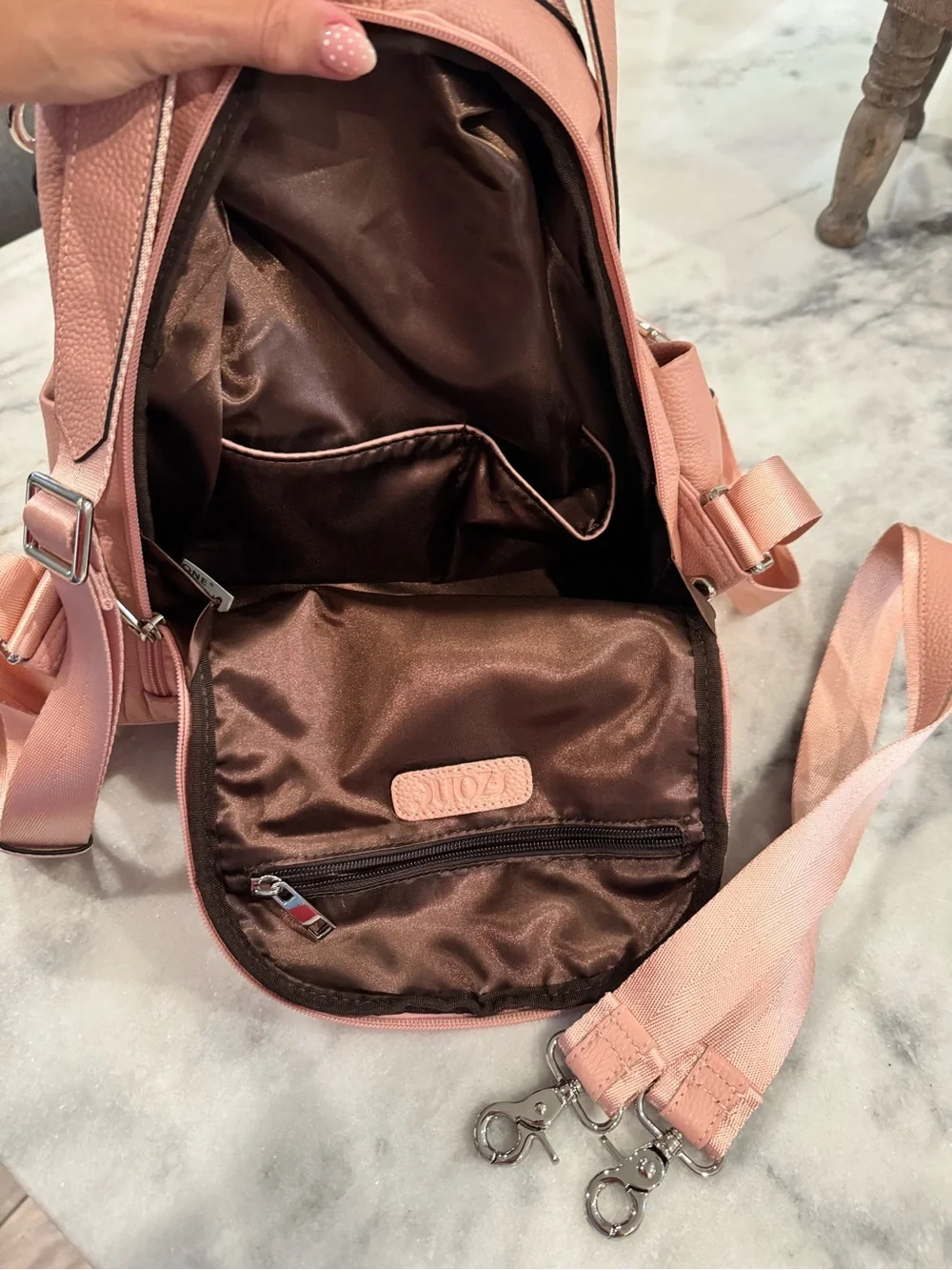 Antitheft Convertible Backpack Purse in Dusty Pink